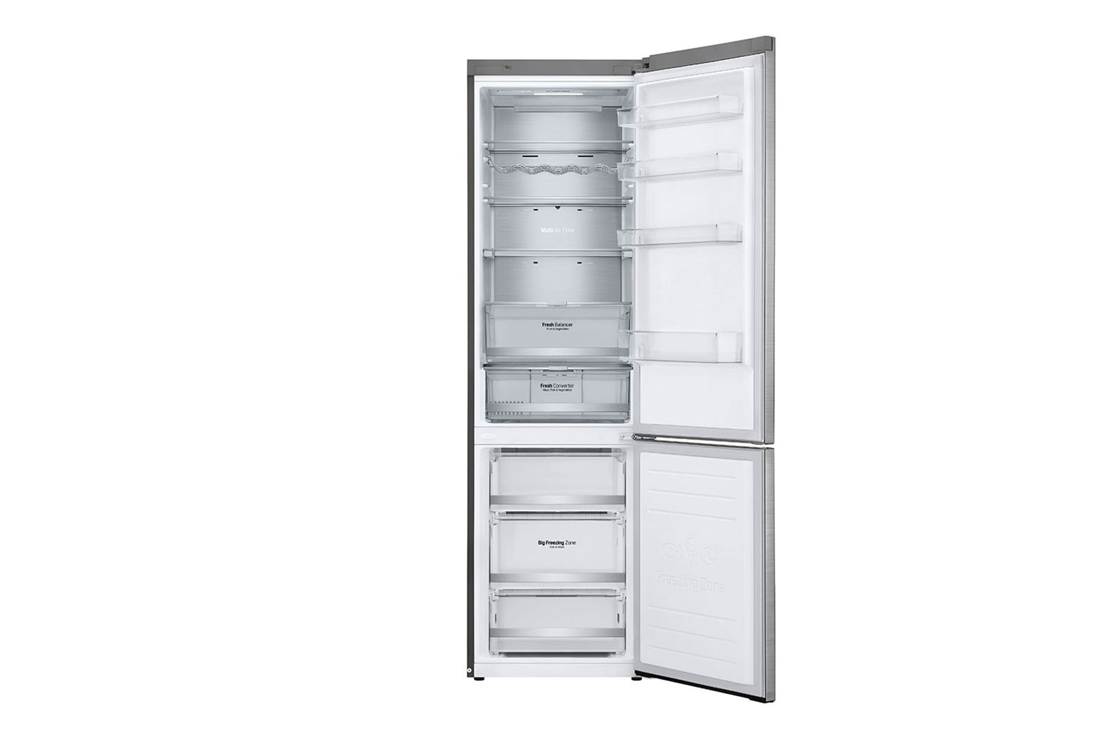 Open front view without food