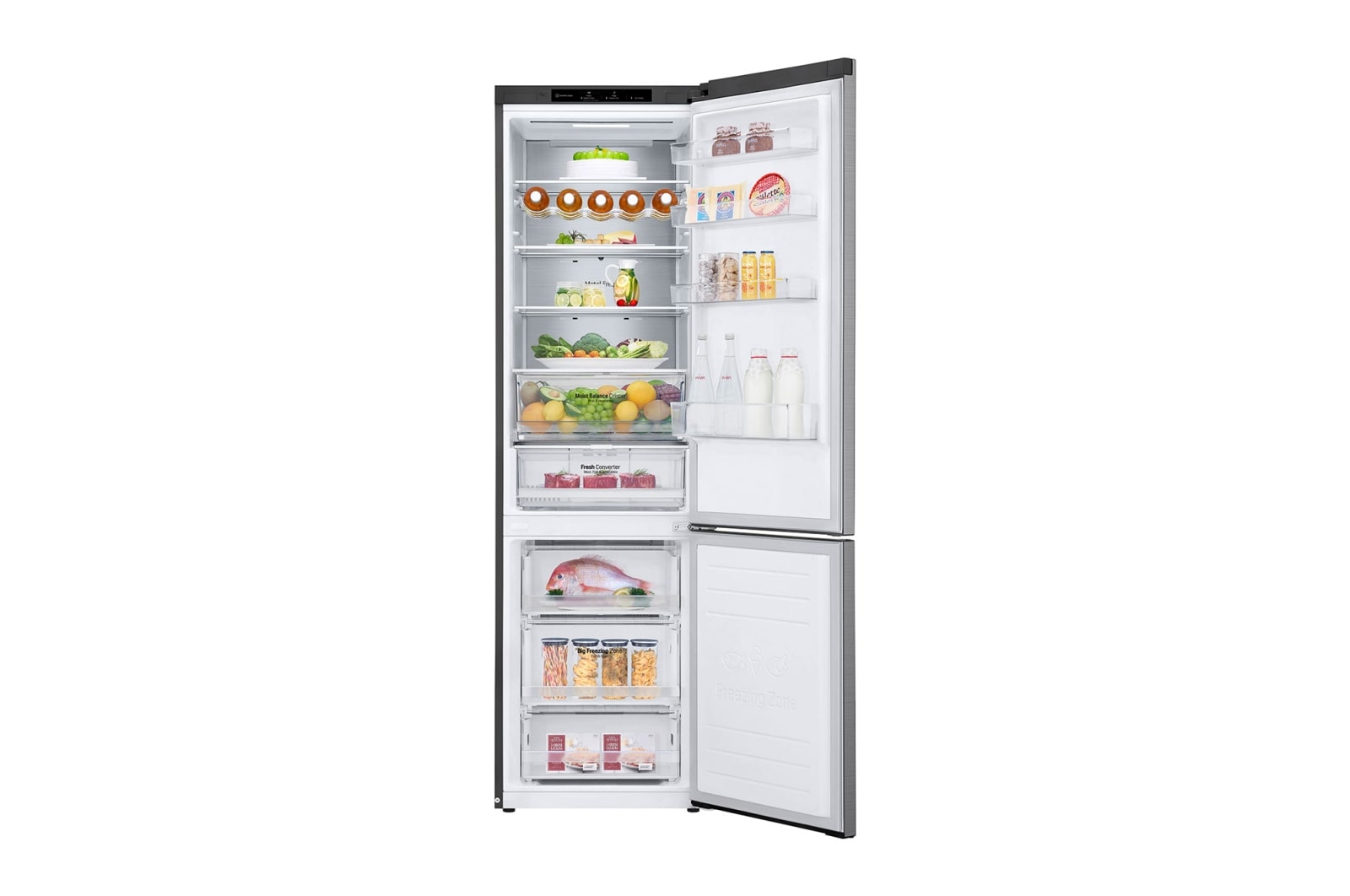 LG Total No Frost (Frost Free) | Tall Fridge Freezer | 384L | GBD62PZYFN | Shiny Steel, GBD62PZYFN