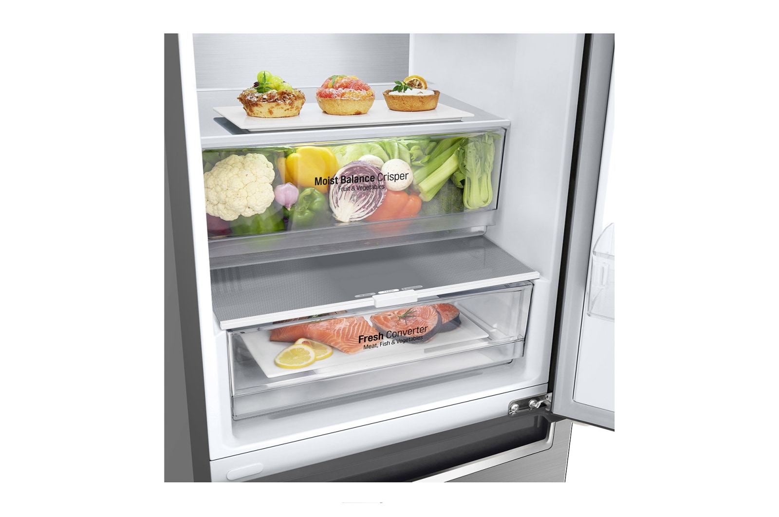 LG Total No Frost (Frost Free) | Tall Fridge Freezer | 384L | GBD62PZYFN | Shiny Steel, GBD62PZYFN