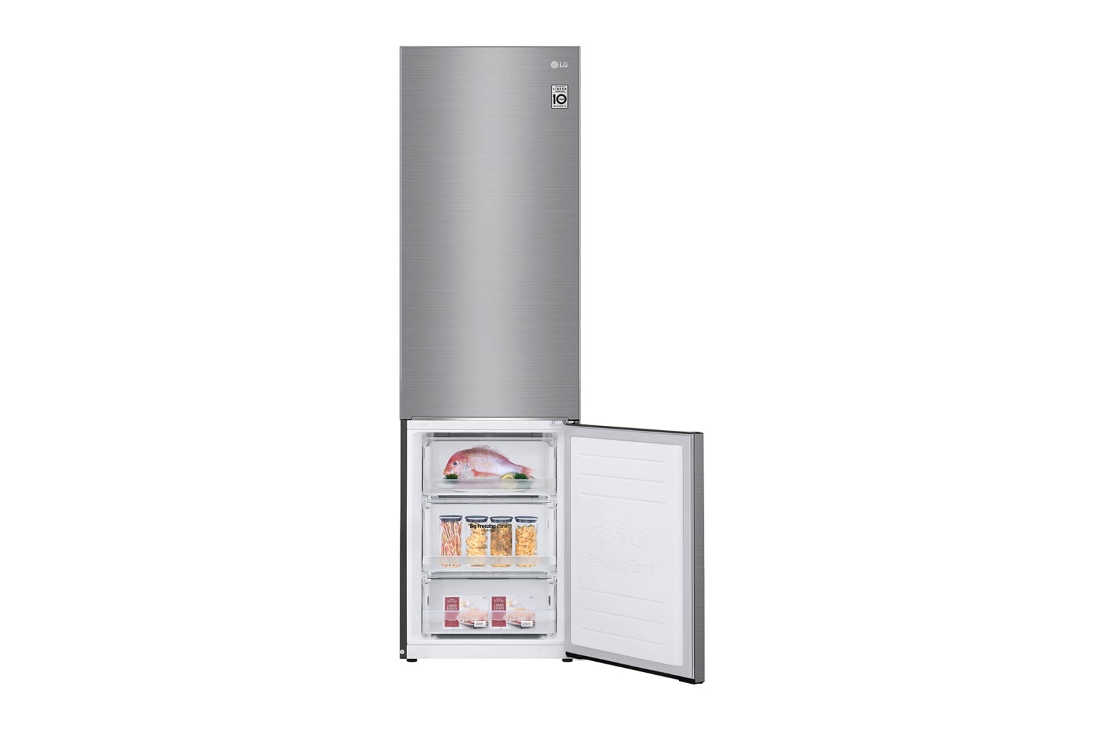 LG Total No Frost (Frost Free) | Tall Fridge Freezer | 384L | GBD62PZYFN | Shiny Steel, GBD62PZYFN