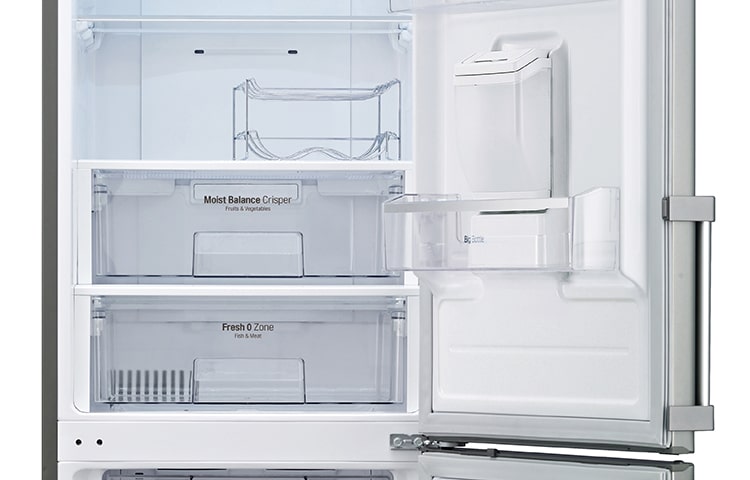 LG PREMIUM STEEL COMBI FRIDGE FREEZER WITH WATER DISPENSER, GBF530NSQWB