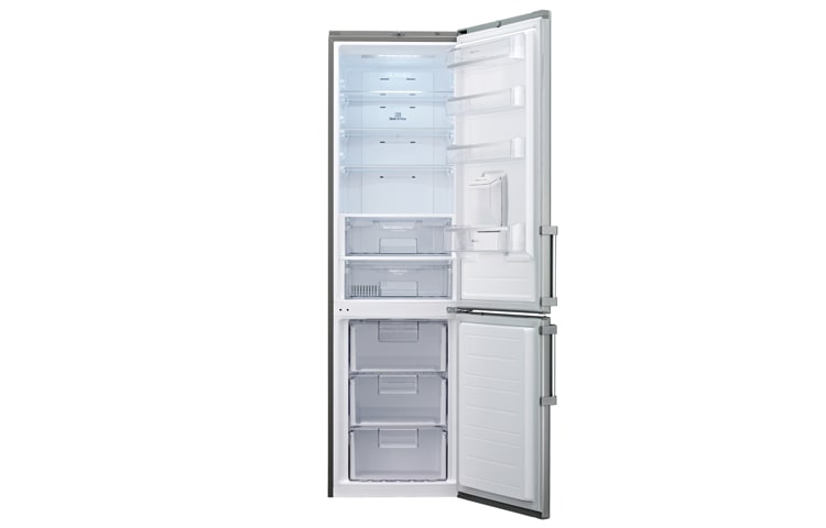 LG PLATINUM SILVER COMBI FRIDGE FREEZER WITH WATER DISPENSER, GBF530PVQPB
