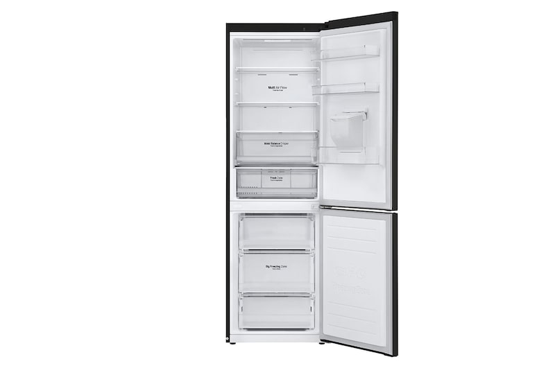 LG 340L Tall Fridge Freezer Water Dispenser, Black Steel, GBF61BLHEN