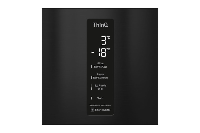 LG 340L Tall Fridge Freezer Water Dispenser, Black Steel, GBF61BLHEN