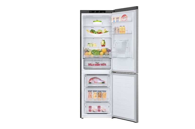 LG DoorCooling™ GBF61PZJZN Fridge Freezer, 337L, Shiny Steel, GBF61PZJZN
