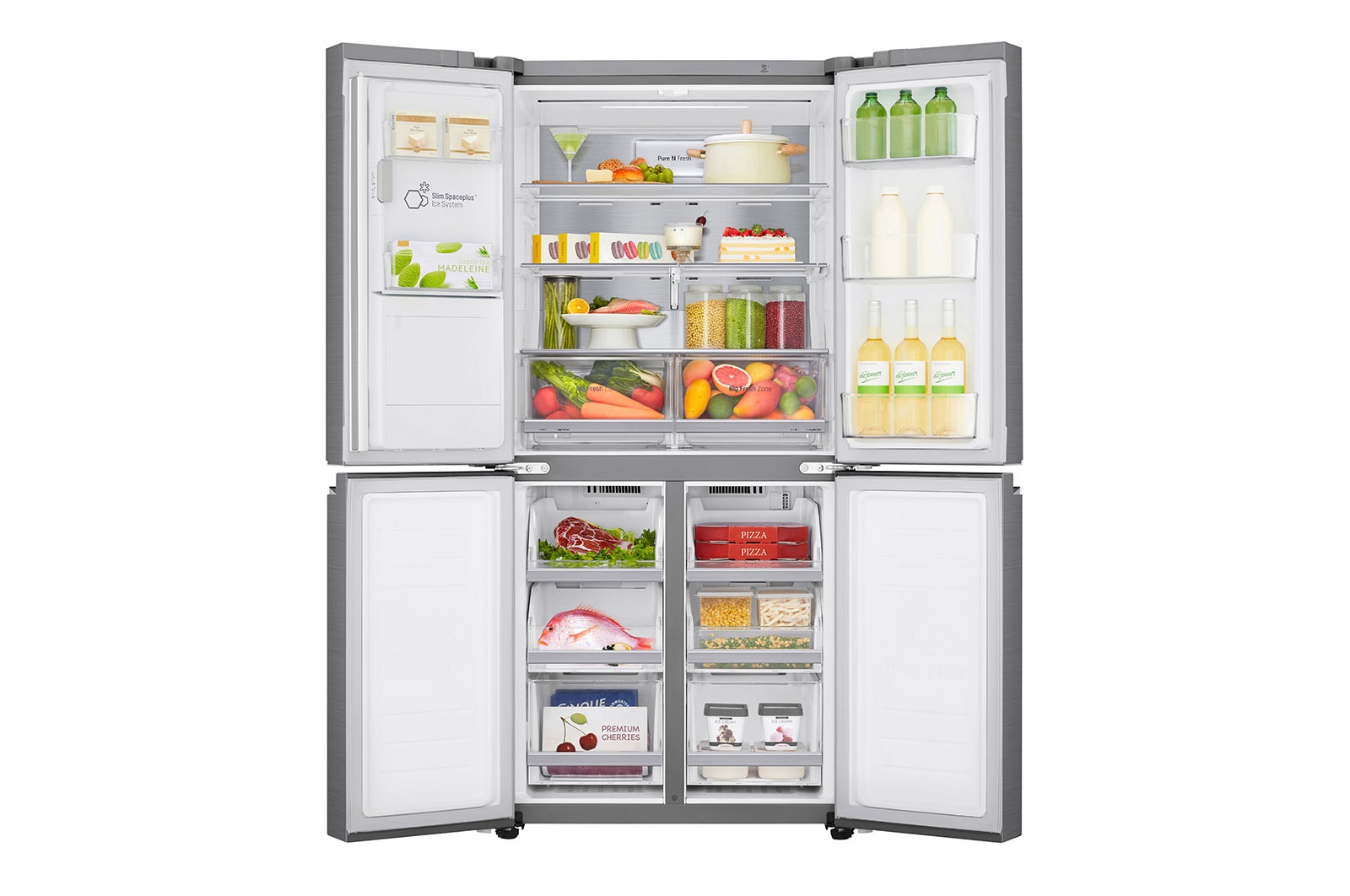 LG 506L Multi Door Fridge Freezer Shiny Steel Water & Ice Dispenser, GML844PZ6F