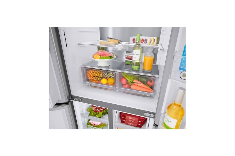 LG 506L Multi Door Fridge Freezer Water & Ice Dispenser, Shiny Steel, GML844PZ6F