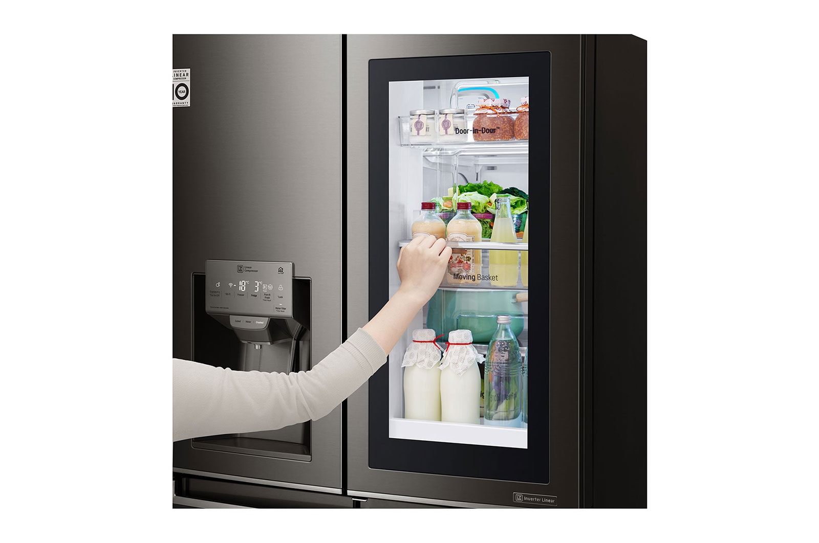 LG InstaView Door-in-Door™ GMX936SBHV Multi-Door Fridge Freezer , 571L, American Black - F, GMX936SBHV