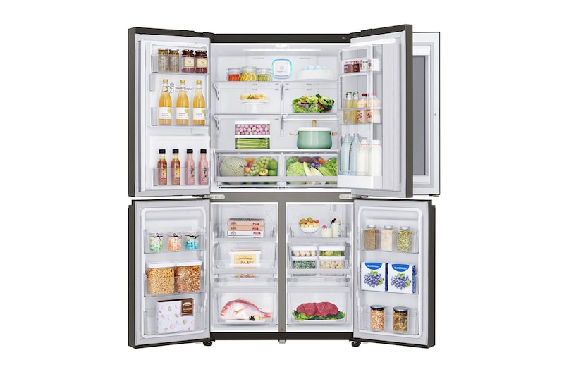 LG InstaView Door-in-Door™ GMX936SBHV Multi-Door Fridge Freezer , 571L, American Black - F, GMX936SBHV