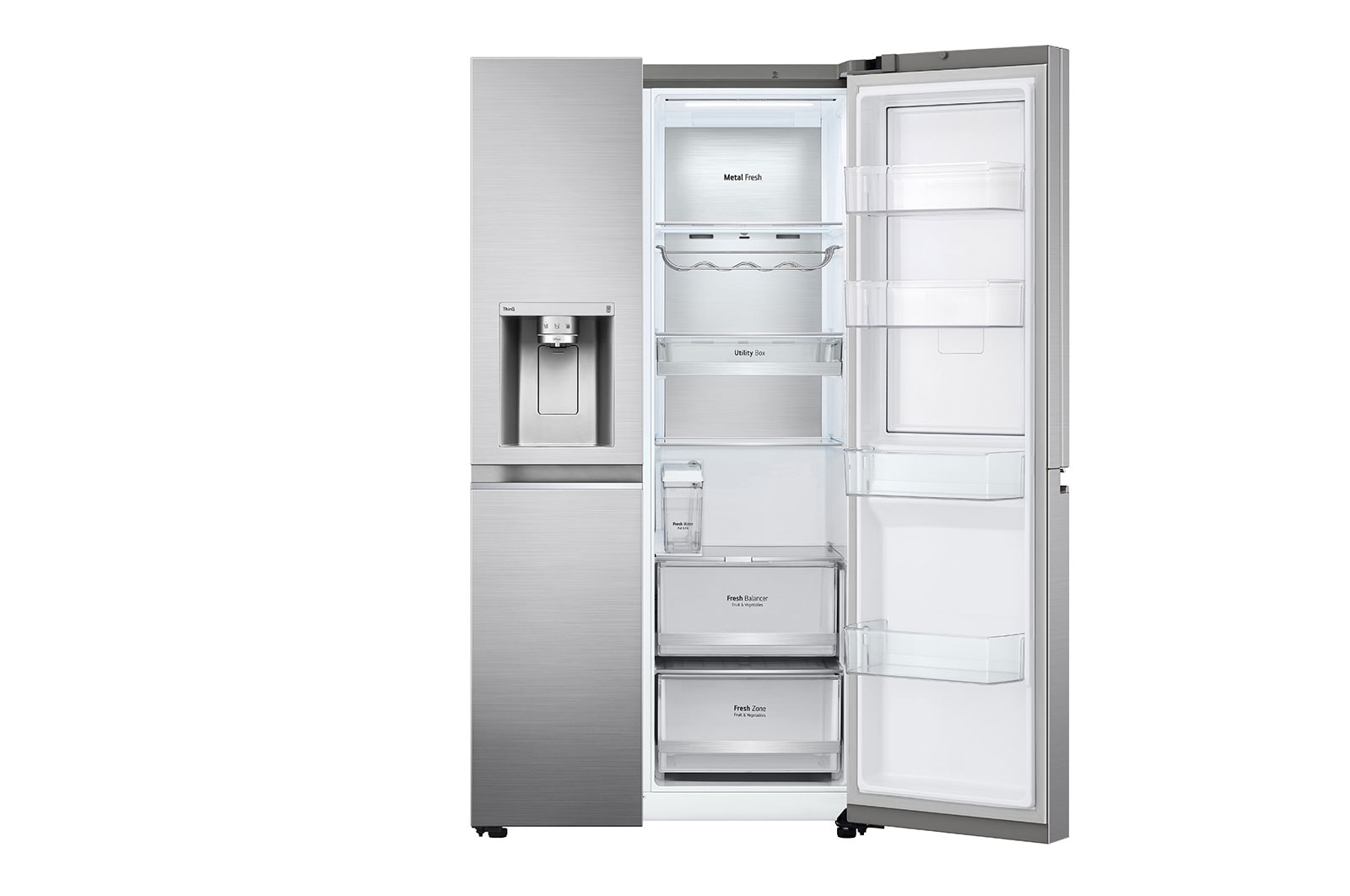 LG 635L American Style Fridge Freezer Shiny Steel Water & Ice Dispenser, GSJV91PZAE