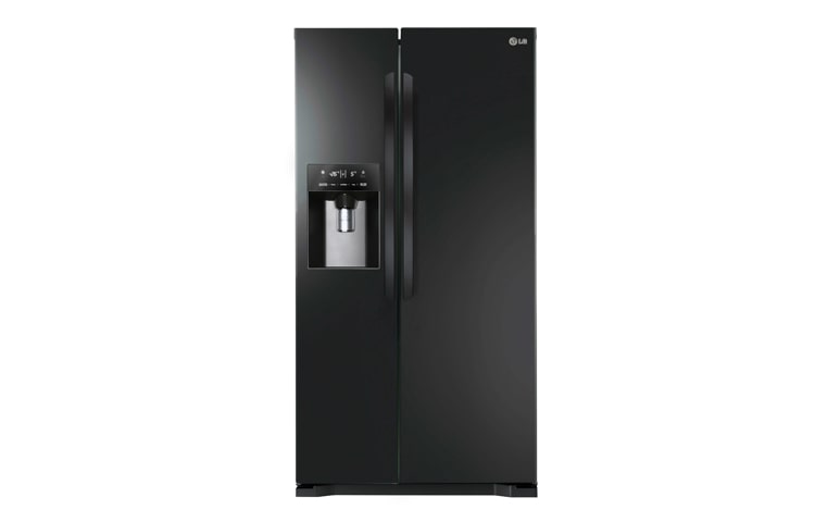 LG American Style Black Fridge Freezer with Plumbed Water and Ice Dispenser, GSL325WBQV