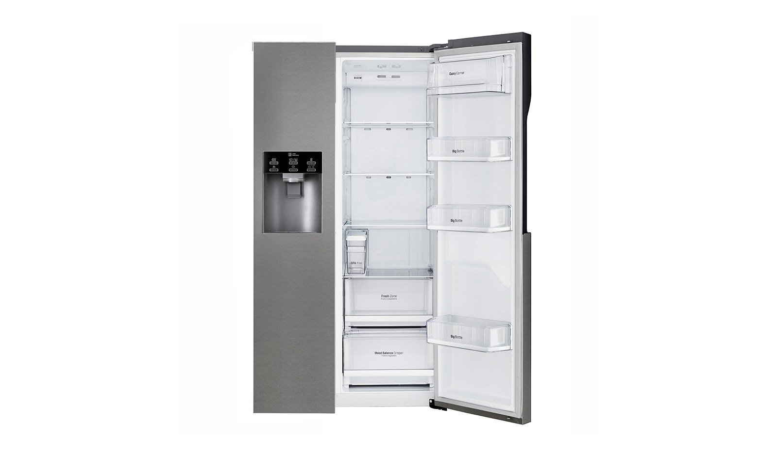 LG F rated  Refrigerator with Non-Plumbed Water and Ice Dispenser and Inverter Linear Compressor, GSL361ICEZ