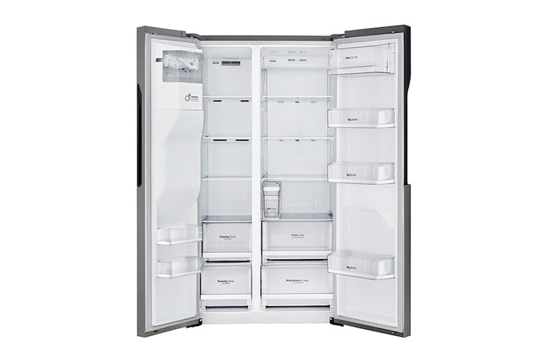 LG F rated  Refrigerator with Non-Plumbed Water and Ice Dispenser and Inverter Linear Compressor, GSL361ICEZ