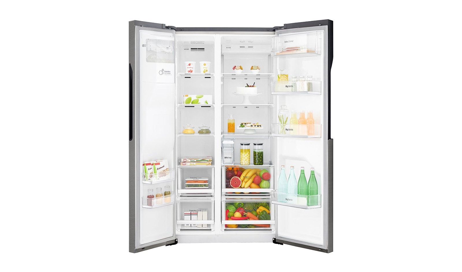 LG F rated  Refrigerator with Non-Plumbed Water and Ice Dispenser and Inverter Linear Compressor, GSL361ICEZ