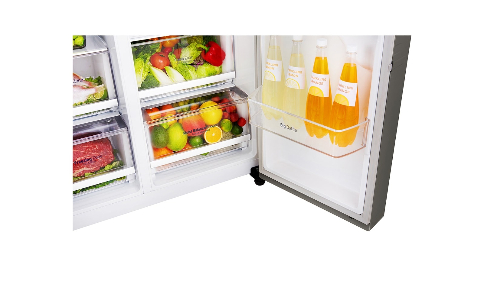 LG F rated  Refrigerator with Non-Plumbed Water and Ice Dispenser and Inverter Linear Compressor, GSL361ICEZ