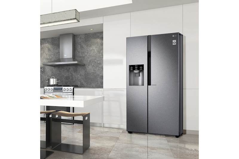 LG Inverter Linear Compressor™ GSL460ICEV American style Fridge Freezer, 606L, Dark Graphite - F, GSL460ICEV