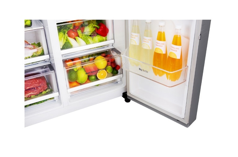 LG Inverter Linear Compressor™ GSL560PZXV American style Fridge Freezer, 606L, Shiny Steel- F, GSL560PZXV