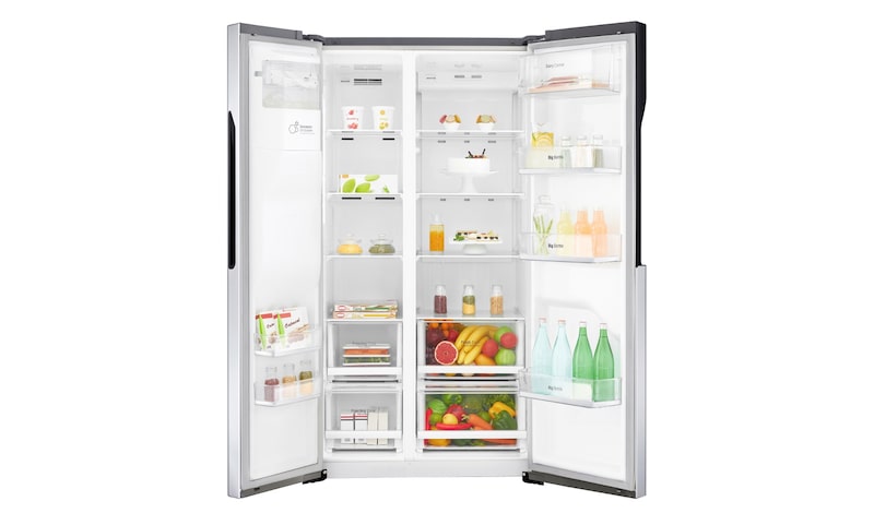LG Inverter Linear Compressor™ GSL560PZXV American style Fridge Freezer, 606L, Shiny Steel- F, GSL560PZXV