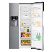 LG Inverter Linear Compressor™ GSL561PZUZ American style Fridge Freezer, 606L, Shiny Steel- F, GSL561PZUZ