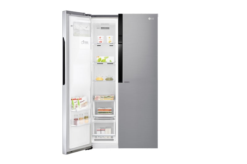 LG Inverter Linear Compressor™ GSL561PZUZ American style Fridge Freezer, 606L, Shiny Steel- F, GSL561PZUZ