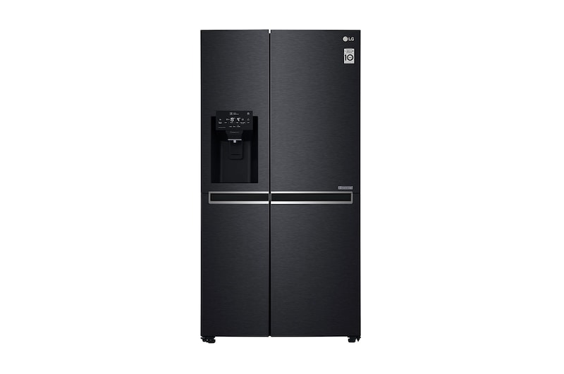 Front view of LG Inverter Linear Compressor™ GSL760MCXV American style Fridge Freezer, 601L, Matte Black - F GSL760MCXV