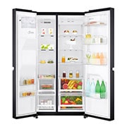 LG Inverter Linear Compressor™ GSL760MCXV American style Fridge Freezer, 601L, Matte Black - F, GSL760MCXV