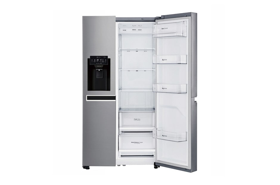 LG Inverter Linear Compressor™ GSL760PZXV American style Fridge Freezer, 601L, Shiny Steel- F, GSL760PZXV