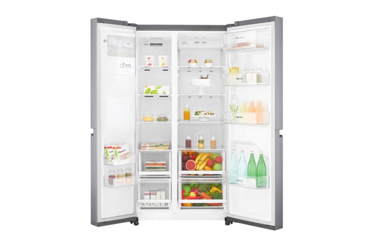 LG Inverter Linear Compressor™ GSL760PZXV American style Fridge Freezer, 601L, Shiny Steel- F, GSL760PZXV