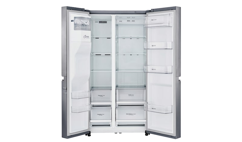 LG Inverter Linear Compressor™ GSL760PZXV American style Fridge Freezer, 601L, Shiny Steel- F, GSL760PZXV