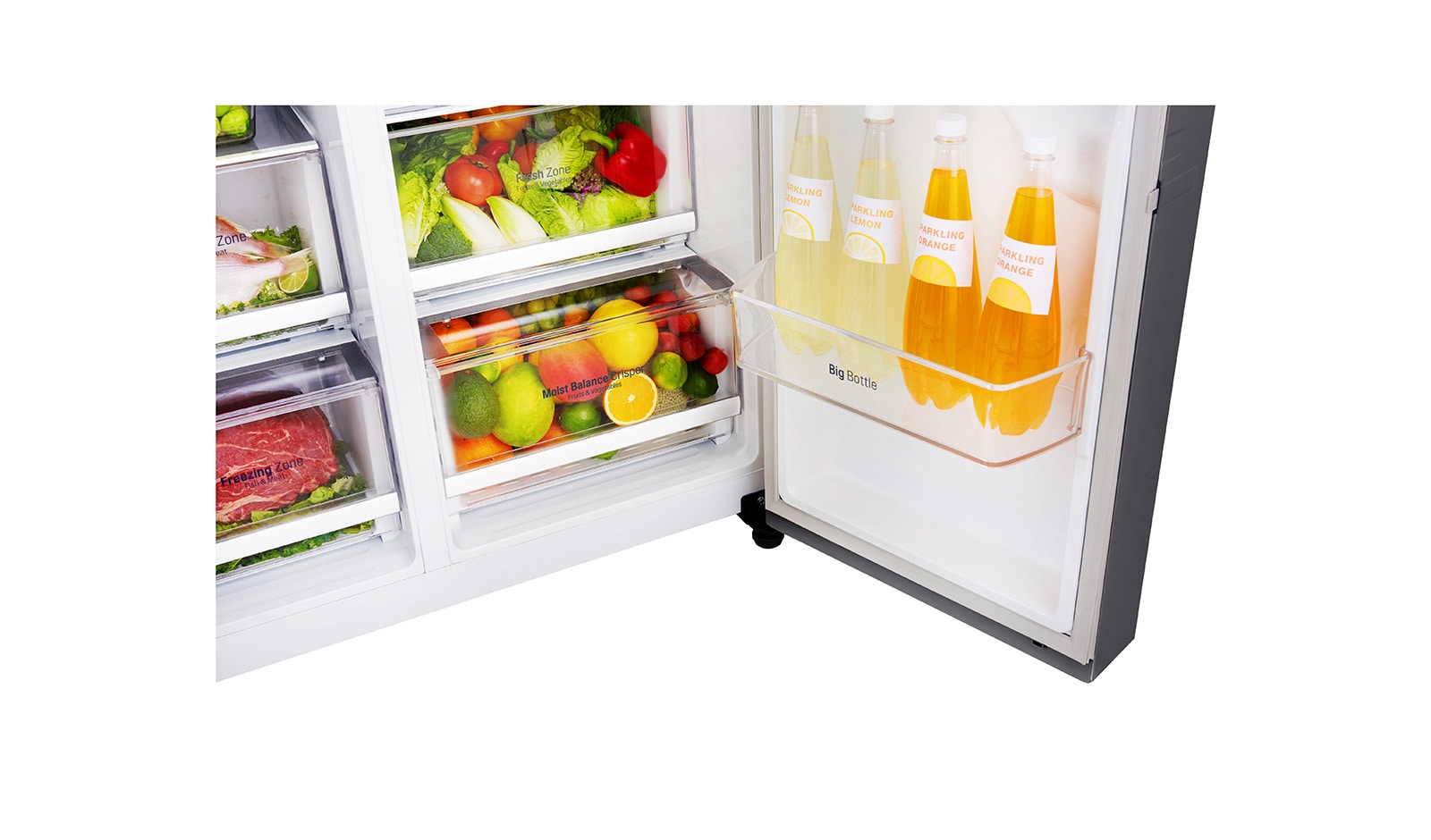 LG Inverter Linear Compressor™ GSL760PZXV American style Fridge Freezer, 601L, Shiny Steel- F, GSL760PZXV