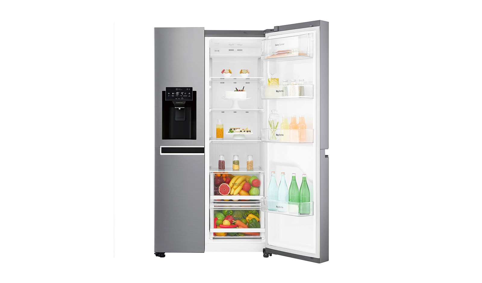 LG Inverter Linear Compressor™ GSL760PZXV American style Fridge Freezer, 601L, Shiny Steel- F, GSL760PZXV