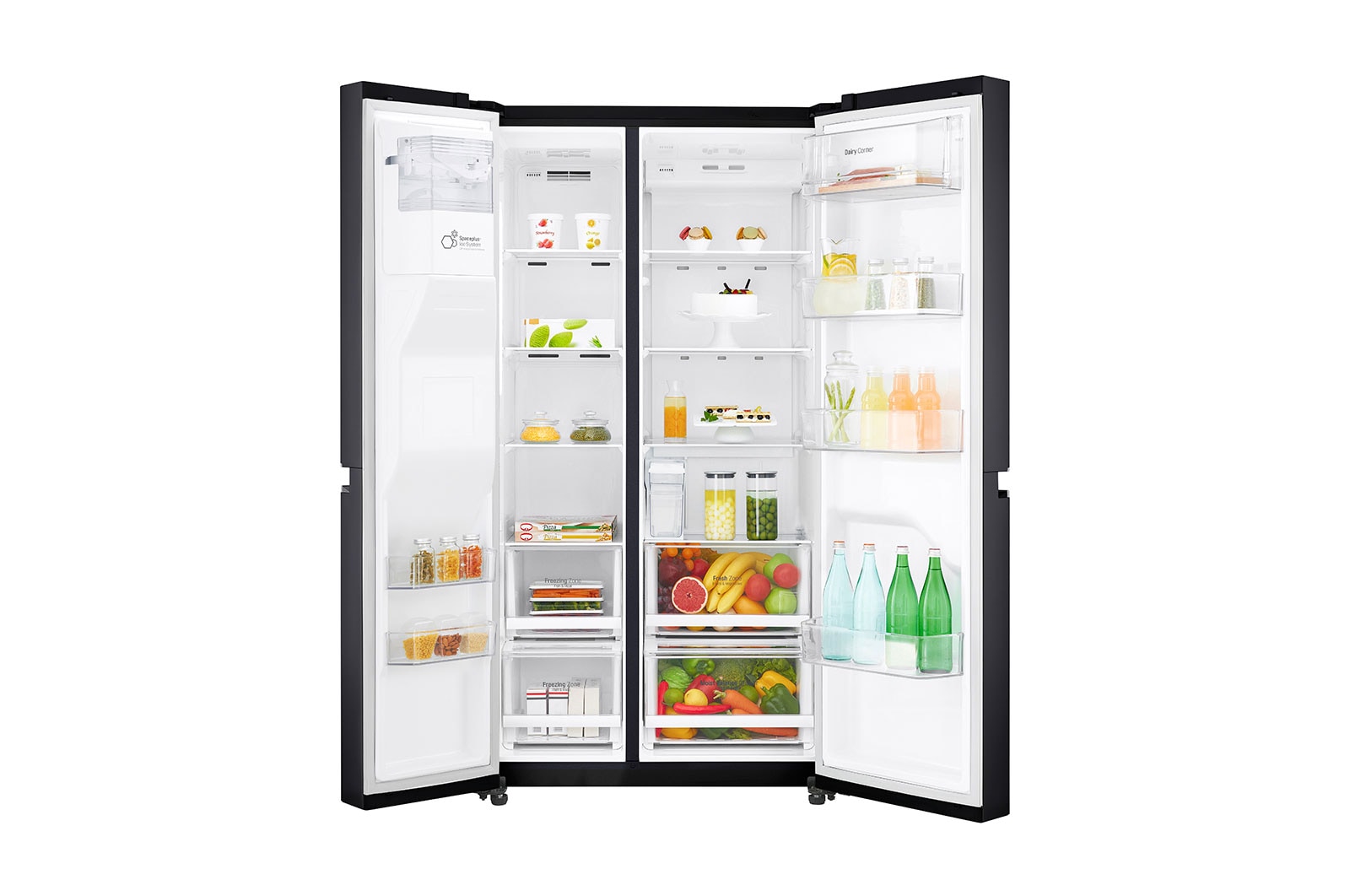 LG Inverter Linear Compressor™ GSL761MCXV American style Fridge Freezer, 601L, Matte Black- F, GSL761MCXV