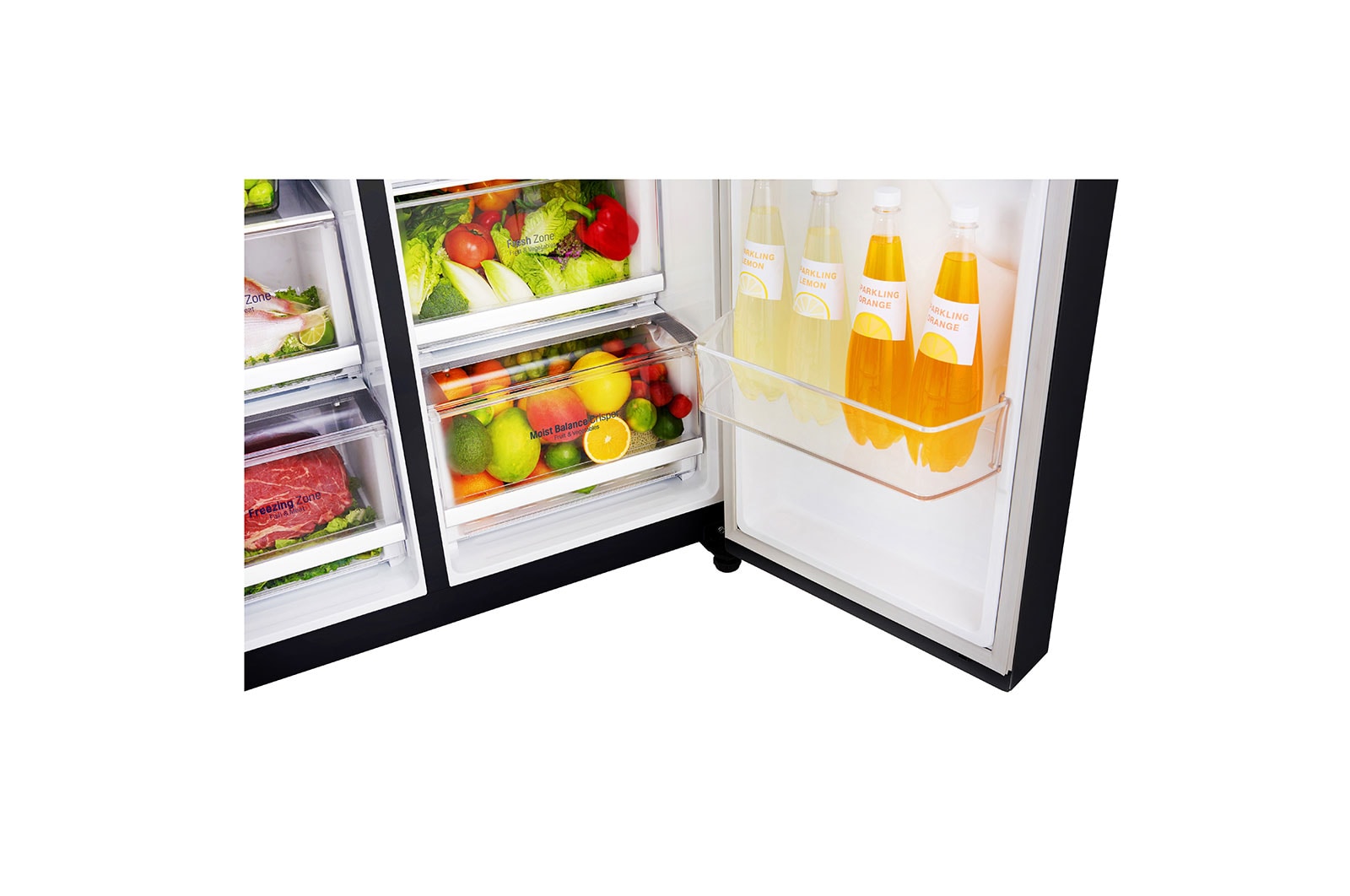 LG Inverter Linear Compressor™ GSL761MCXV American style Fridge Freezer, 601L, Matte Black- F, GSL761MCXV