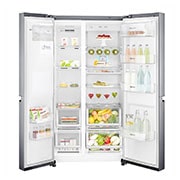 LG Inverter Linear Compressor™ GSL960PZBV American Style Fridge Freezer , 601L, Shiny Steel, GSL960PZBV