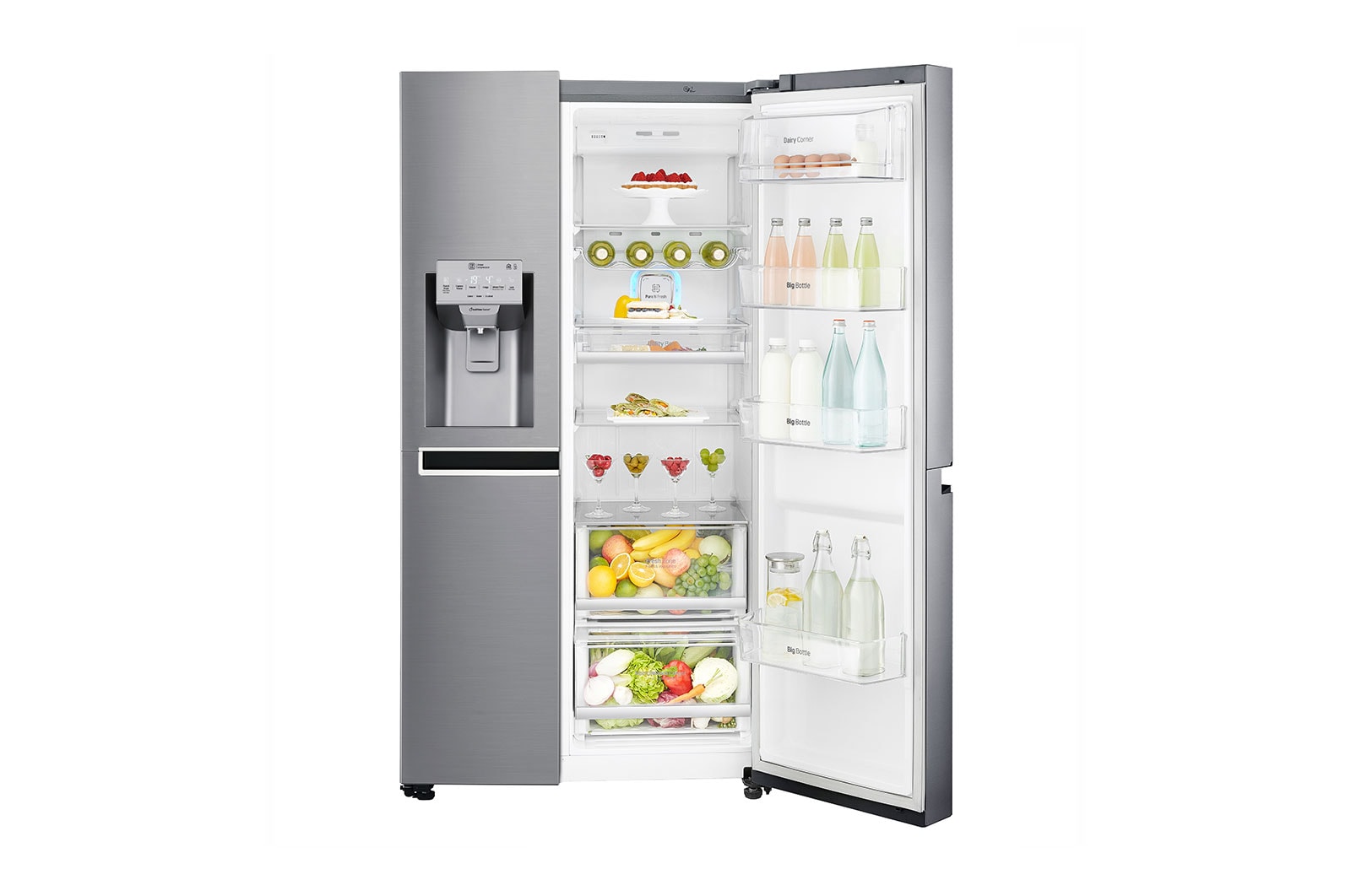 LG Inverter Linear Compressor™ GSL960PZBV American Style Fridge Freezer , 601L, Shiny Steel, GSL960PZBV