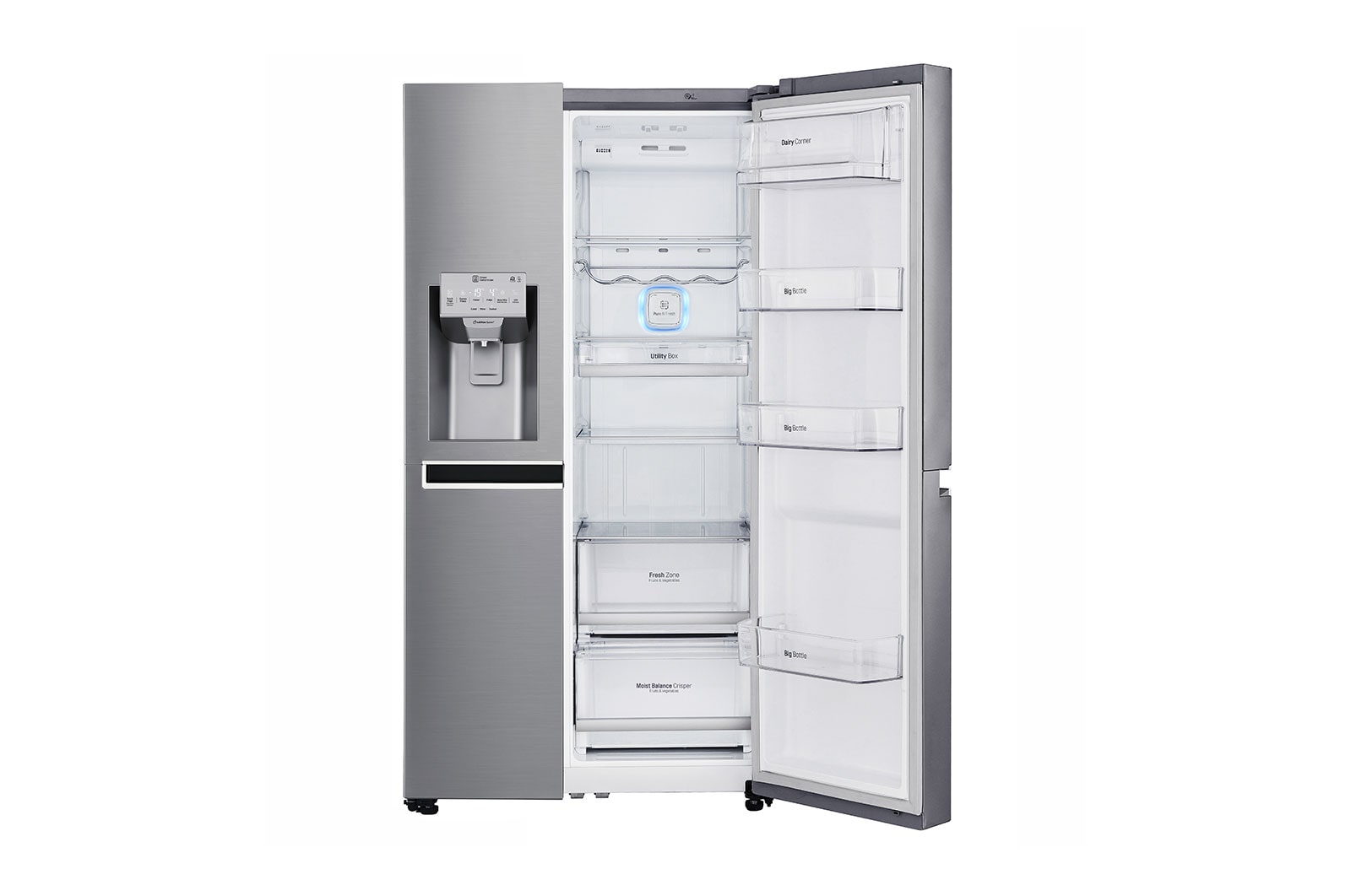 LG Inverter Linear Compressor™ GSL960PZBV American Style Fridge Freezer , 601L, Shiny Steel, GSL960PZBV