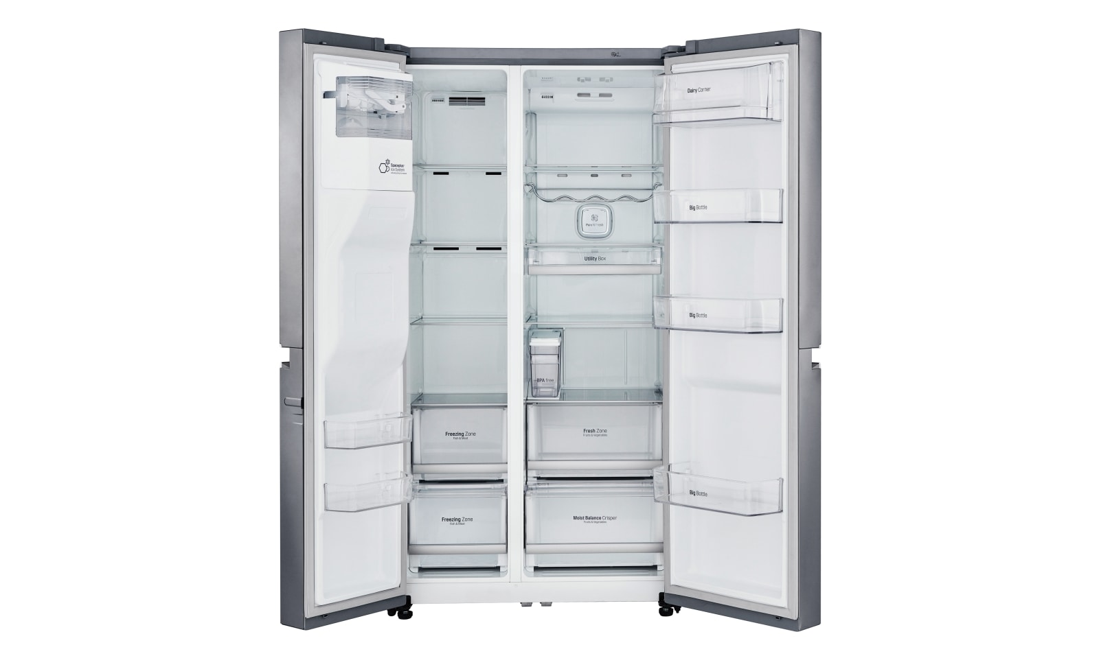 LG Inverter Linear Compressor™ GSL961PZBV American Style Fridge Freezer, 601L, Shiny Steel  - F, GSL961PZBV