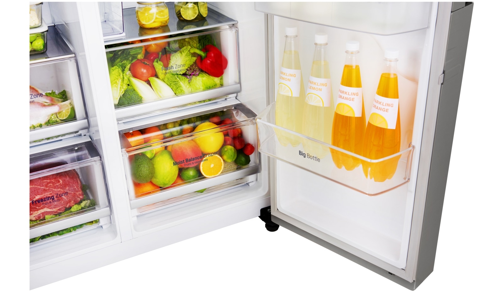 LG Inverter Linear Compressor™ GSL961PZBV American Style Fridge Freezer, 601L, Shiny Steel  - F, GSL961PZBV