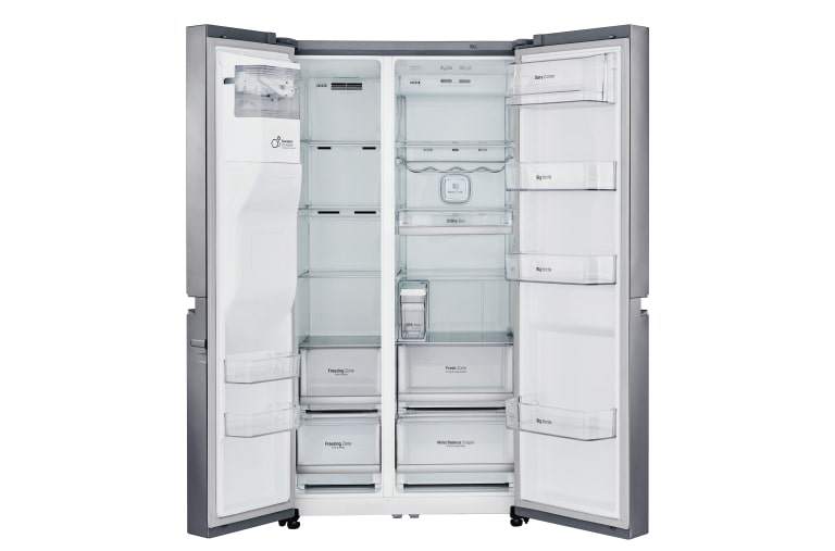 LG Inverter Linear Compressor™ GSL961PZBV American Style Fridge Freezer, 601L, Shiny Steel  - F, GSL961PZBV