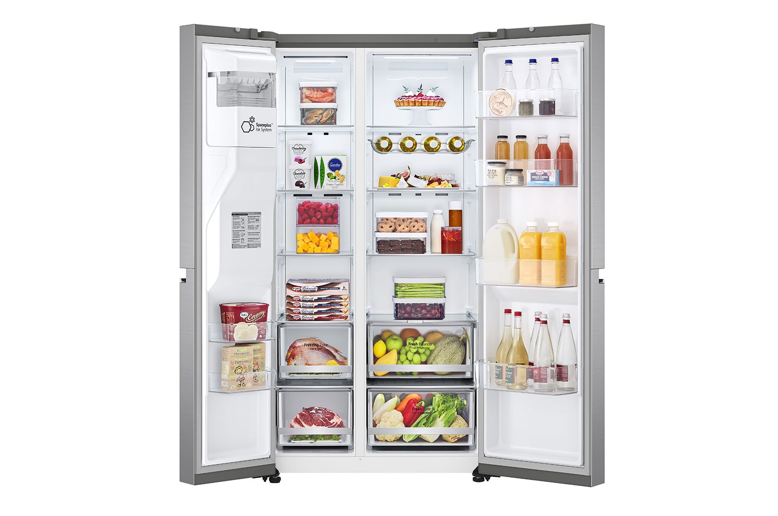 LG 635L American Style Fridge Freezer Shiny Steel Water & Ice Dispenser, GSLA80PZLF