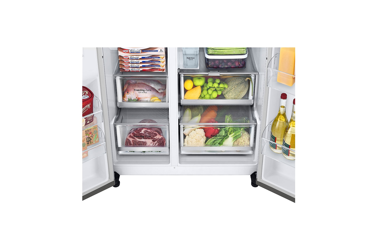 LG 635L American Style Fridge Freezer Shiny Steel Water & Ice Dispenser, GSLA81PZLF