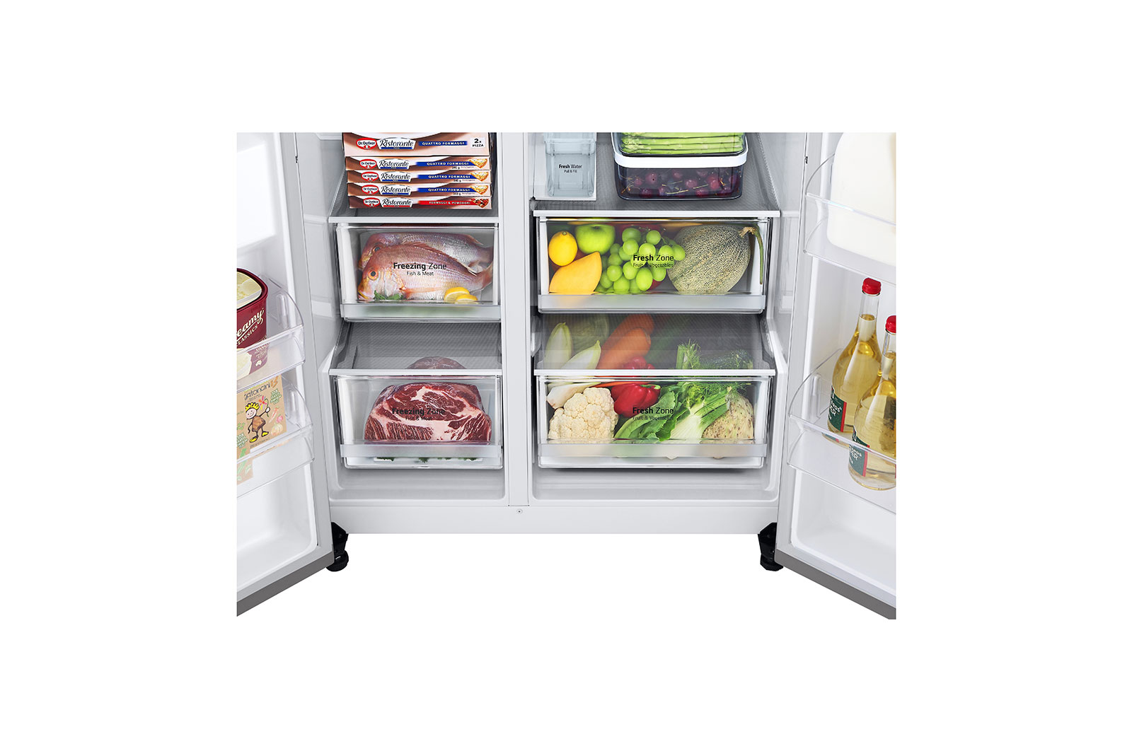 LG 635L Water & Ice Dispenser American Fridge Freezer, Shiny Steel, GSLD81PZRF