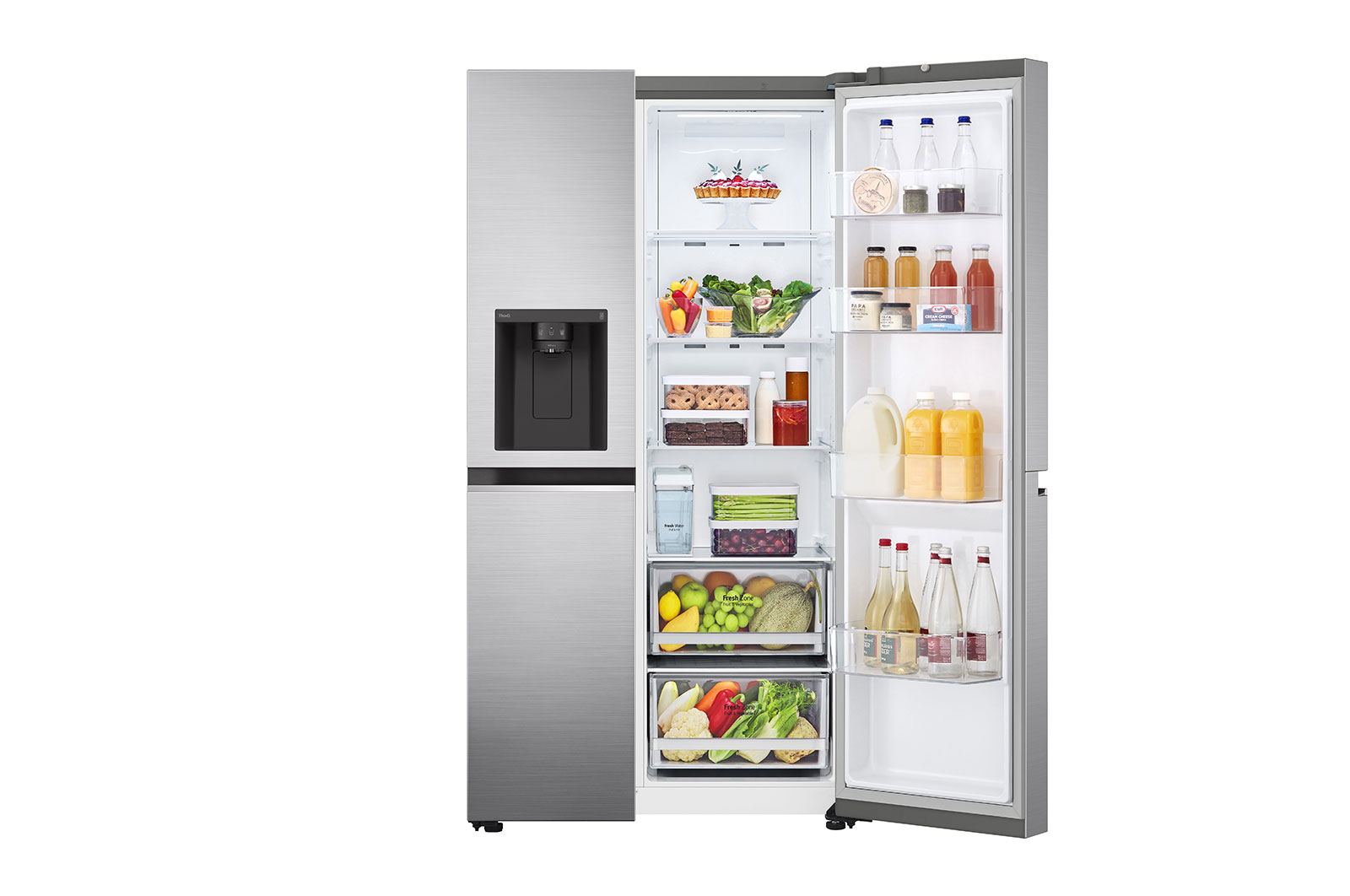 LG 635L Water & Ice Dispenser American Fridge Freezer, Shiny Steel, GSLD81PZRF