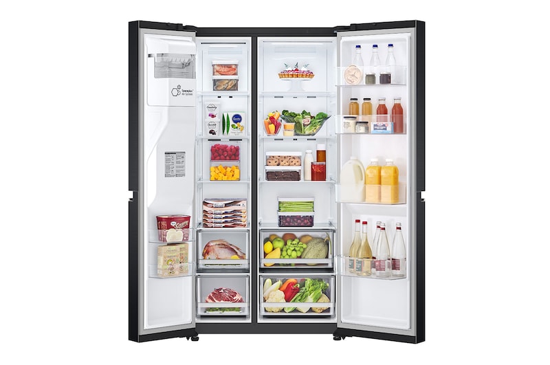 LG 635L American Style Fridge Freezer Water & Ice Dispenser, Matte Black, GSLV70MCTF