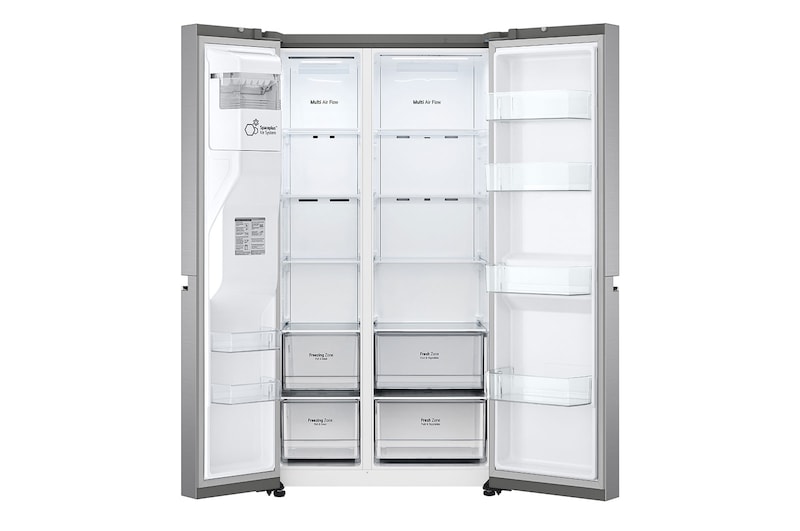 LG 635L Water & Ice Dispenser American Fridge Freezer, Shiny Steel, GSLV70PZTF