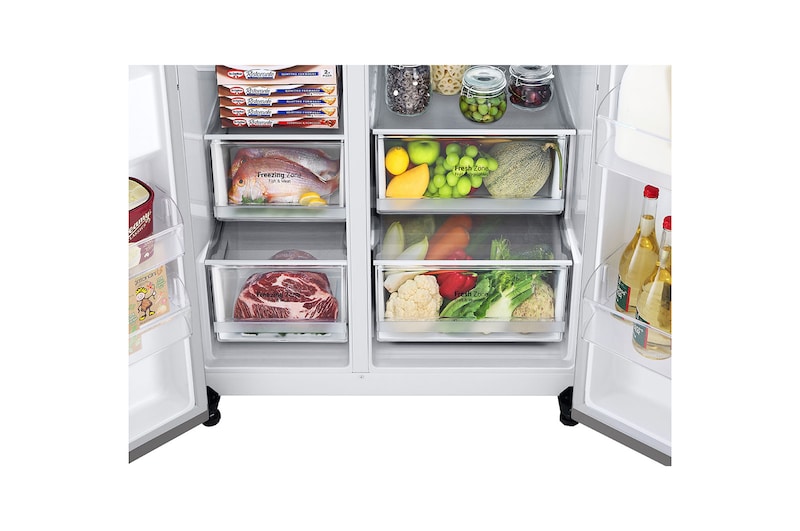 LG 635L Water & Ice Dispenser American Fridge Freezer, Shiny Steel, GSLV70PZTF