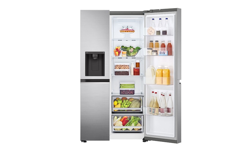LG 635L Water & Ice Dispenser American Fridge Freezer, Shiny Steel, GSLV70PZTF