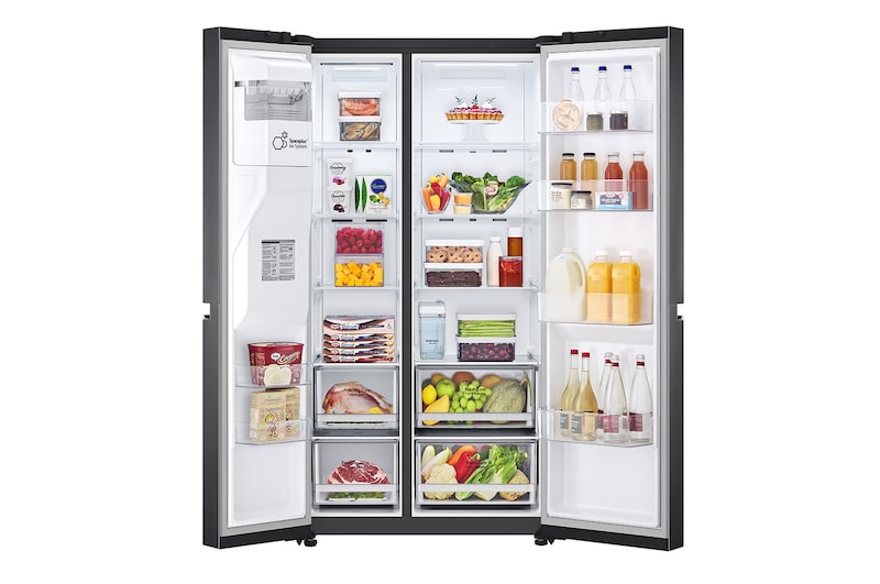 LG 635L American Style Fridge Freezer Water & Ice Dispenser, Matte Black, GSLV71MCTF