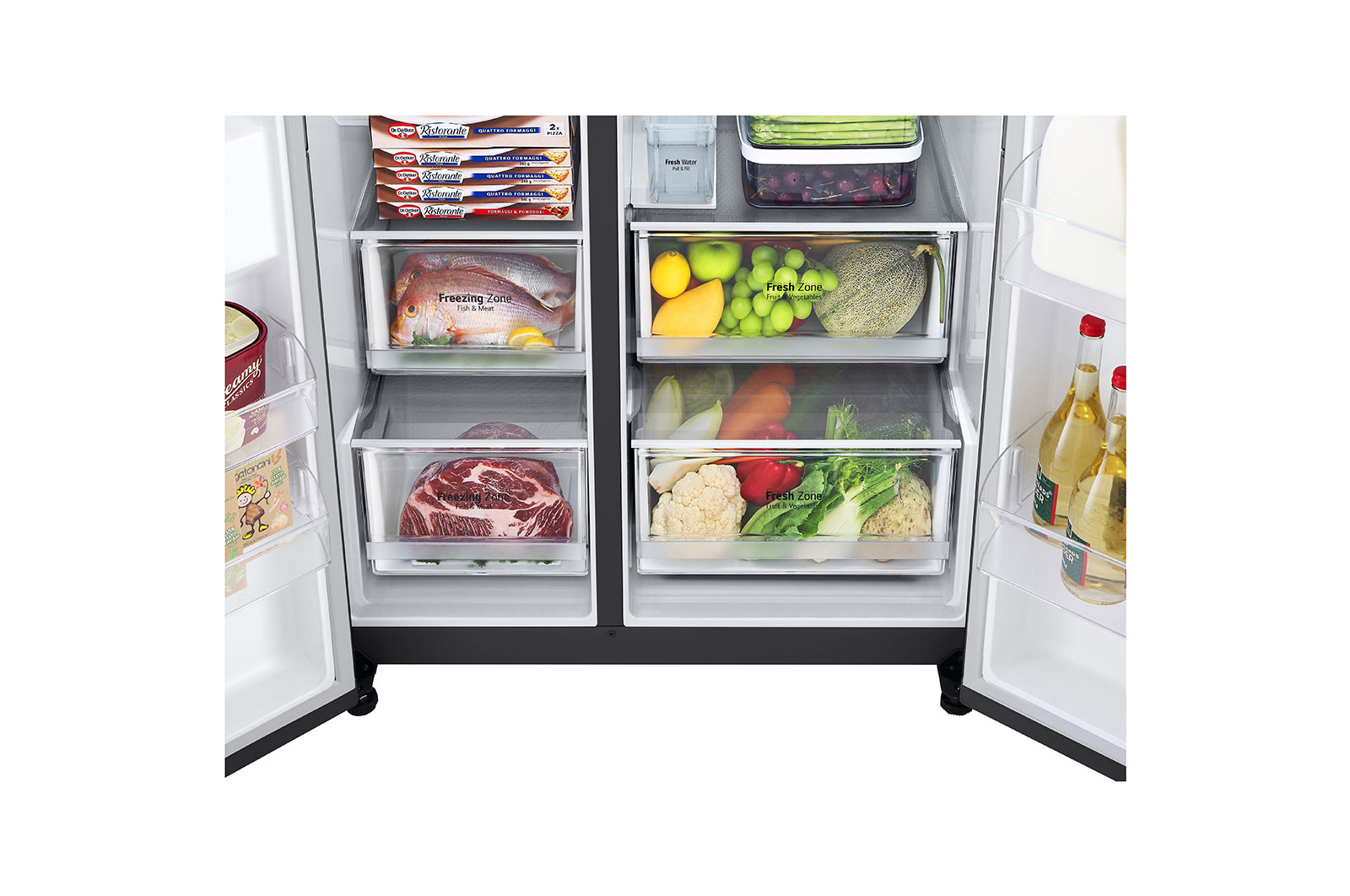 LG Black American Style Fridge Freezer with Water and Ice Dispenser | 635L, GSLV71MCTF