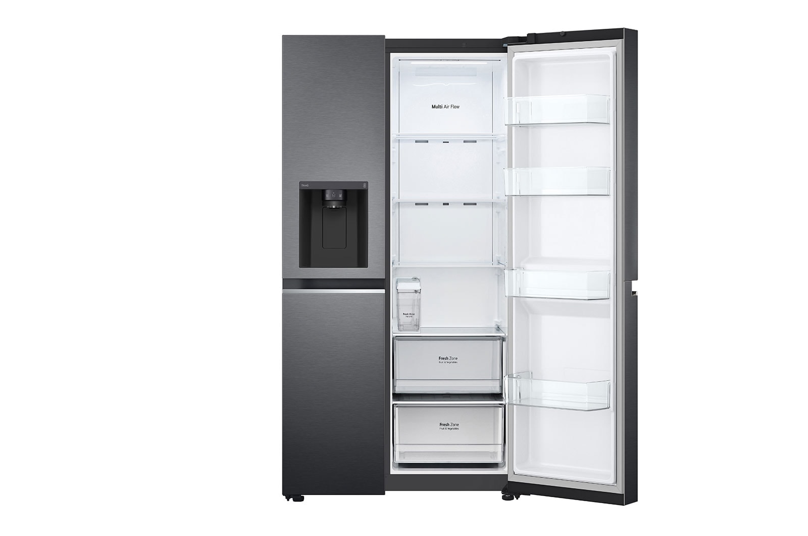 LG Black American Style Fridge Freezer with Water and Ice Dispenser | 635L, GSLV71MCTF